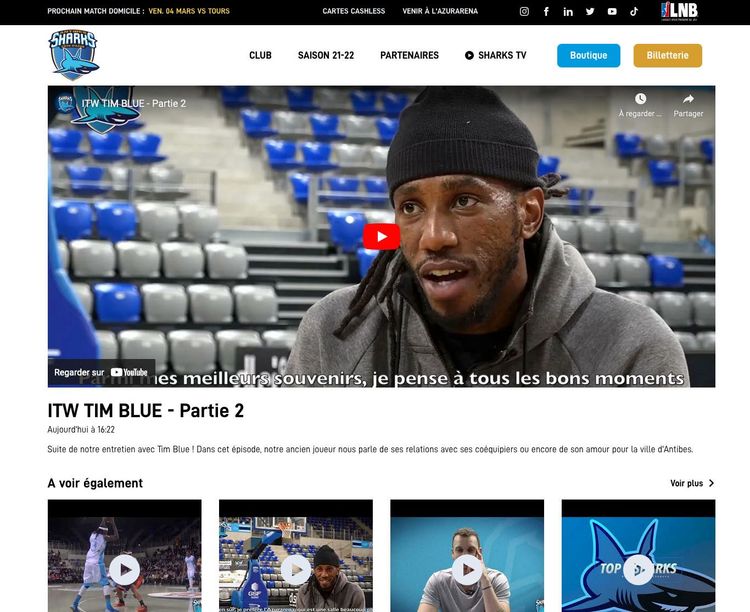 Homepage de SharksTV